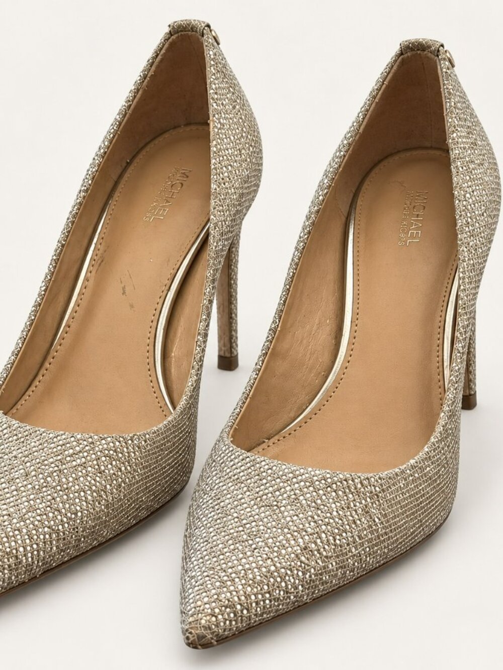 MICHAEL Michael Kors Silver Sparkle Pointed Toe Pumps 7M